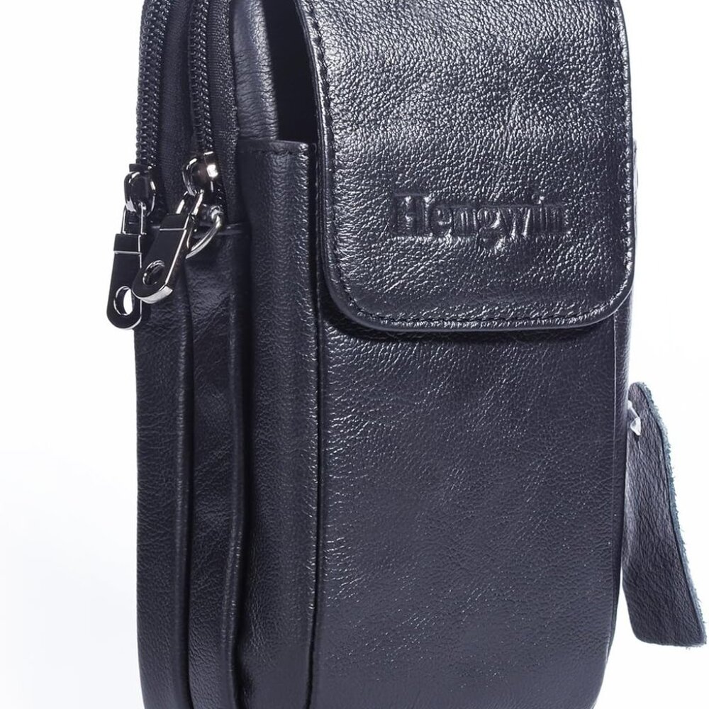 Leather Vertical Men Cell Phone Holster Wallet Case with Belt Clip Loop Travel M